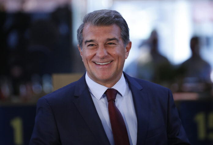 FC Barcelona president Joan Laporta speaks at Barca Cafe inauguration
