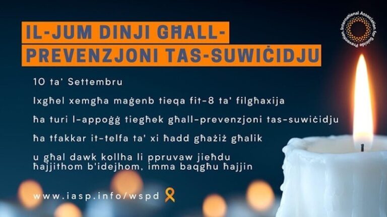 Illum niċċelebraw il-Jum Dinji għall-Prevenzjoni tas-Suwiċidju