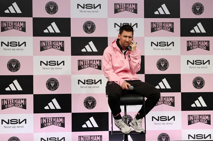 MLS club Inter Miami's Lionel Messi attends a press conference in Tokyo