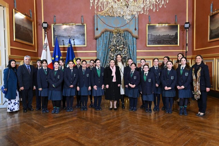 Il-President tospita t-tnedija tal-pubblikazzjoni “Lil Din L-Art Ħelwa” … miktub mill-istudenti tal-iskola Joseph Mater Boni Consilii