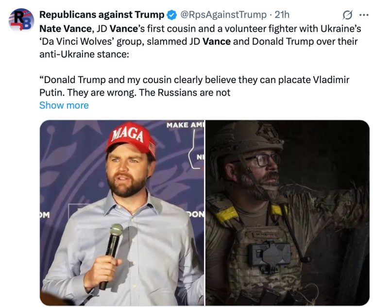 Il-kuġin ta’ JD Vance… jgħid li Trump u kuġinuh huma ‘idjoti util’ għal Putin