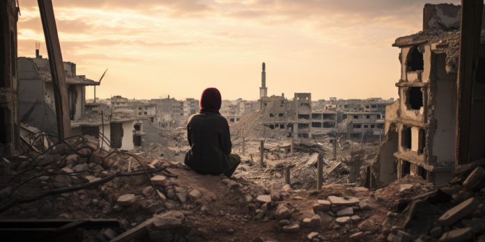 Civilian refugee affected from war and battle has no comeliness