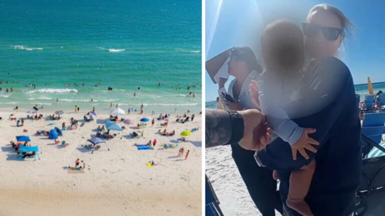 “Jabbandunaw” tifla ta’ sitt xhur taħt tinda f’xemx qawwija fuq bajja fi Florida